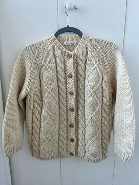 Vintage Wool Button-Down Fisherman Sweater